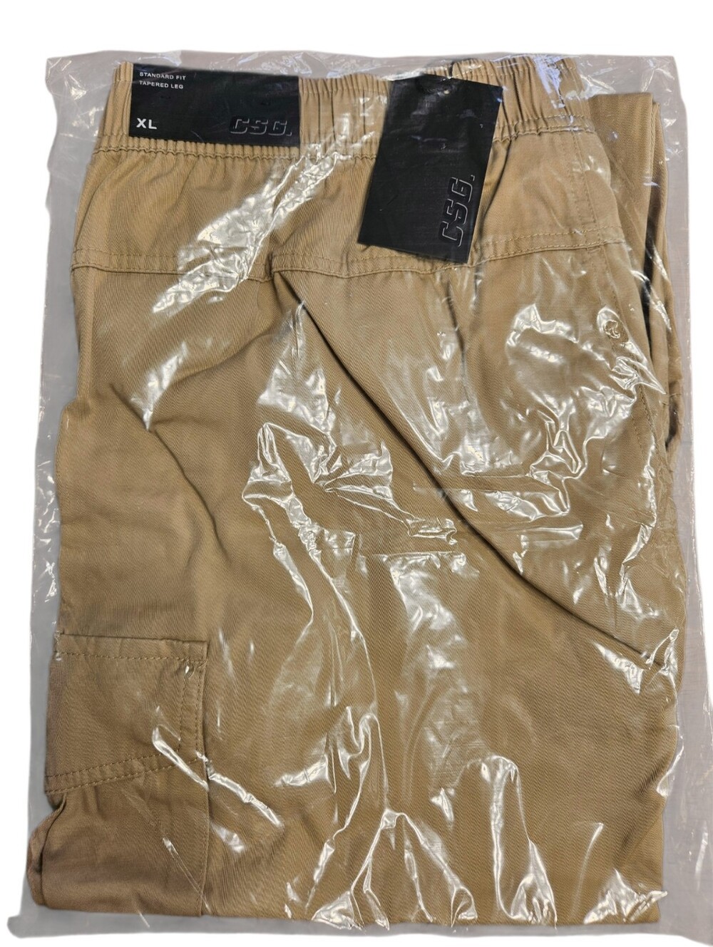 CSG Everett Cargo Pants Men’s XL Tan Khaki Standard Fit Tapered Leg NWT